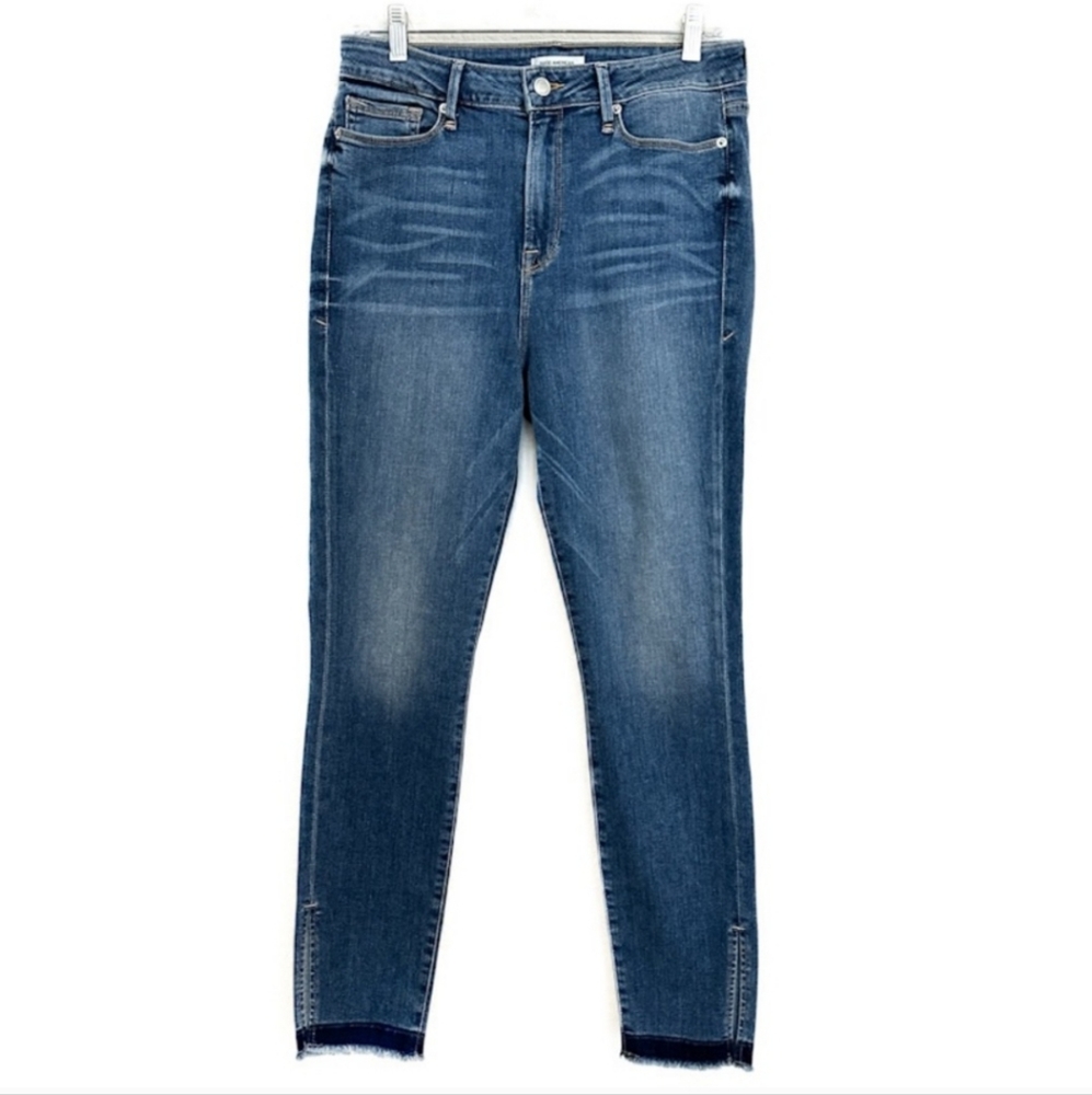 Good American Good Legs Split Hem Skinny Jeans, Frayed Hem High Waist Sz 14 / 32